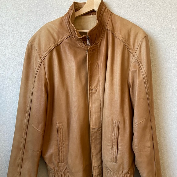 Kapraun Mens Leather Jacket, brown/tan - Picture 1 of 4